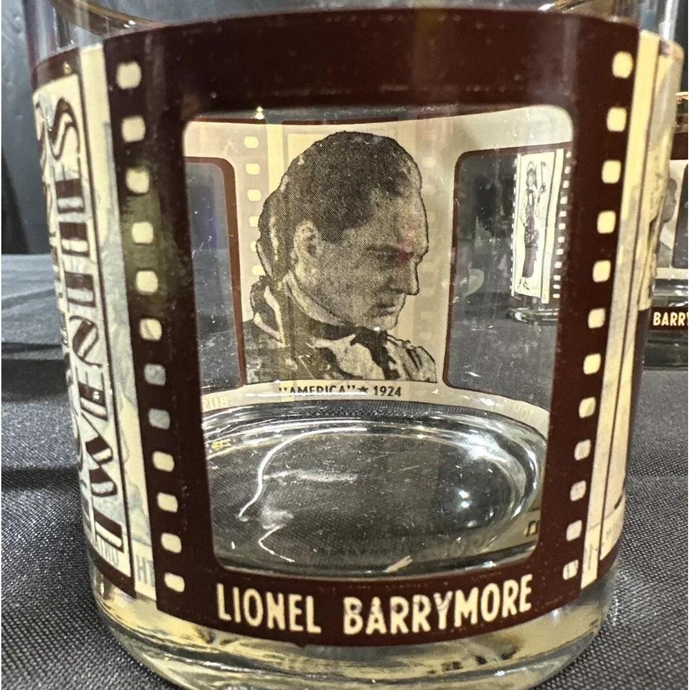 Vintage HouzeArt Silent Movie Stars Rocks Glasses Set 4 Charlie Chaplin 1970s - Picture 13 of 16